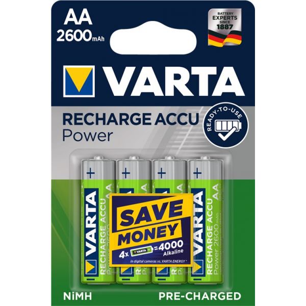 Varta Pilha Recarregável AA NiMH 2600 mAh Mignon 4 Un.