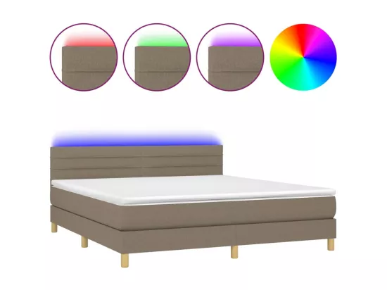 Sommier tapissier avec matelas et LED Taupe 160x200 cm Tissu
