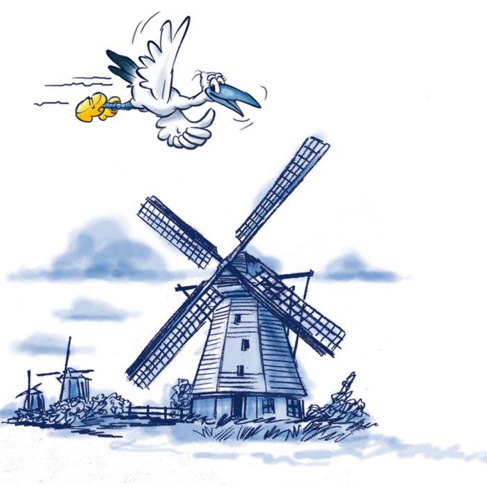 Old Dutch | Zwangerschapskaart | molen | klompen