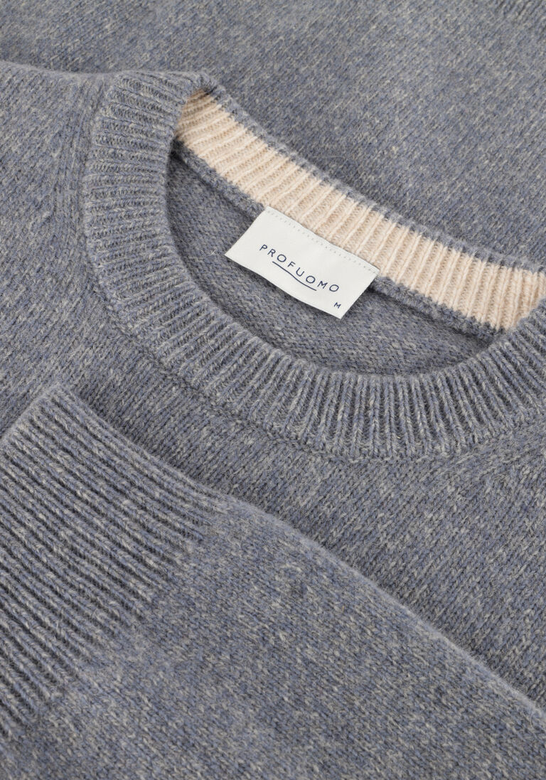 grijze profuomo trui pullover crew neck woolblend