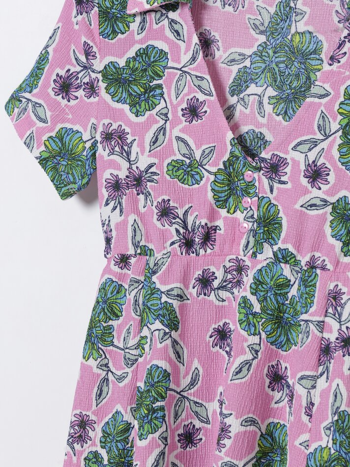 Vestido camisa de manga curta - Rosa claro