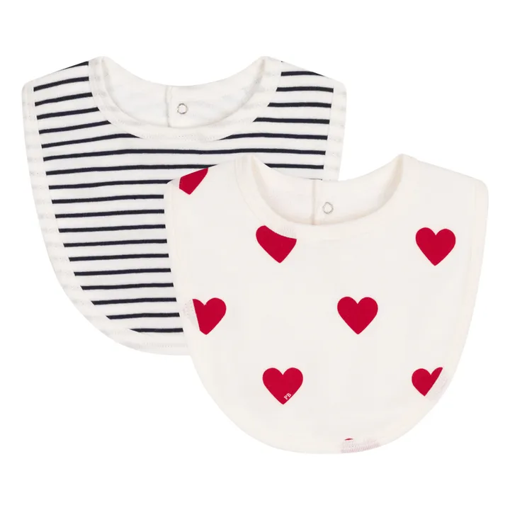 Petit Bateau Lot 2 Bavoirs Cœurs | Blanc