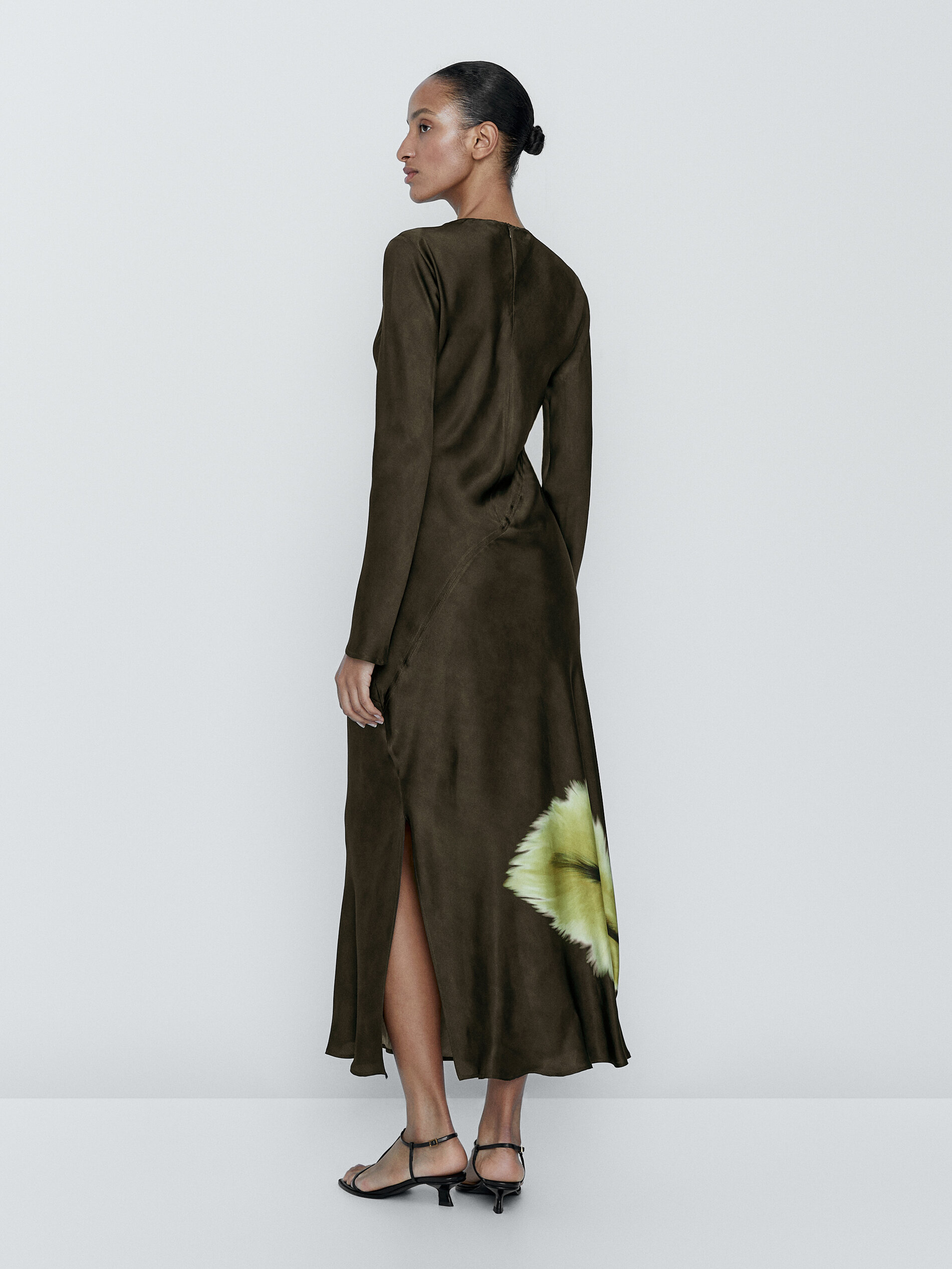 Vestido fluido estampado - VERDE