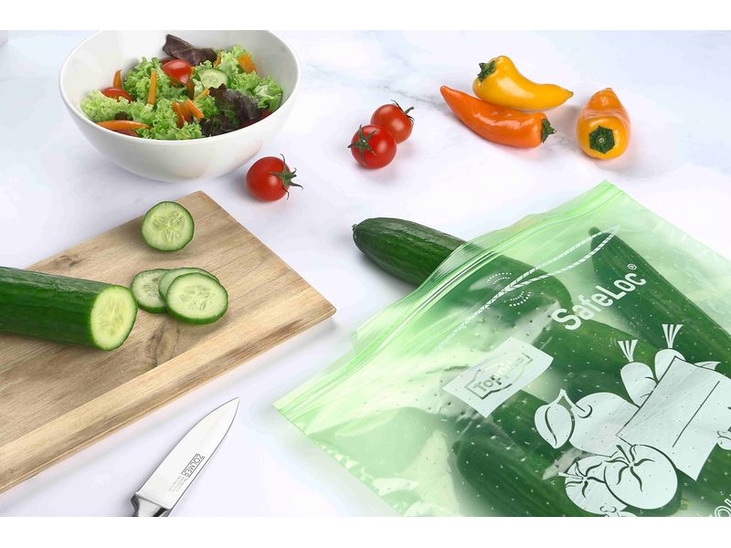 Toppits Obst- und Gemüsebeutel 25 cm x 27 cm, 7 Stück Frischhaltebeutel für Obst, Gemüse und Kräuter