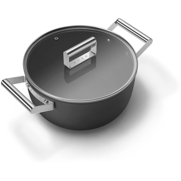 SMEG Kochtopf mit Deckel 24 cm CKFC2411BLM Schwarz