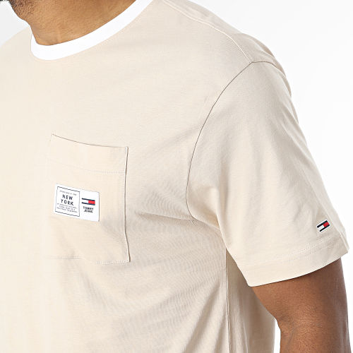 Tee Shirt Poche Classic Label Ringe 6317 Beige