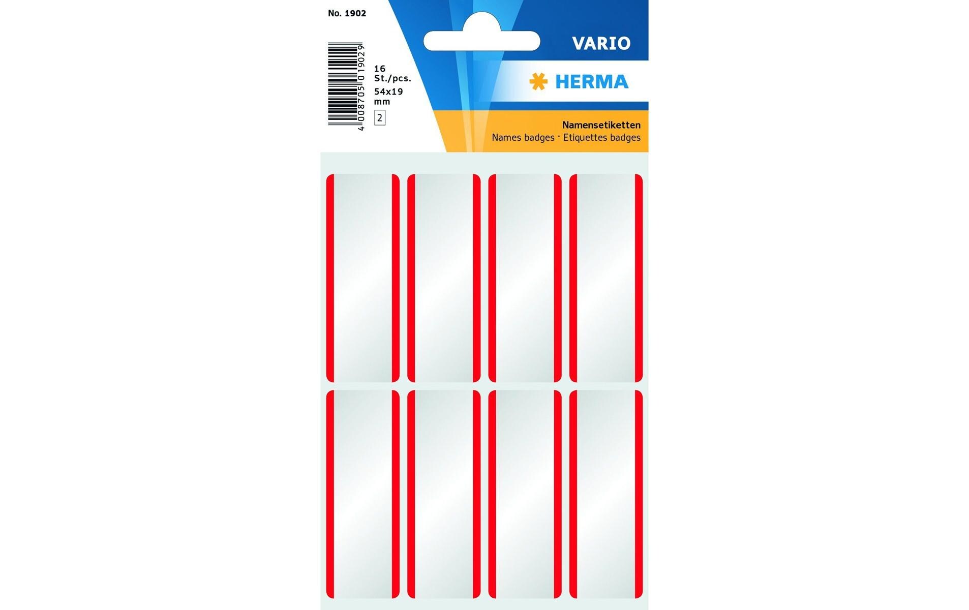 Namensetiketten zu Handbeschriftung, RotNamensetiketten 54 x 19 mm