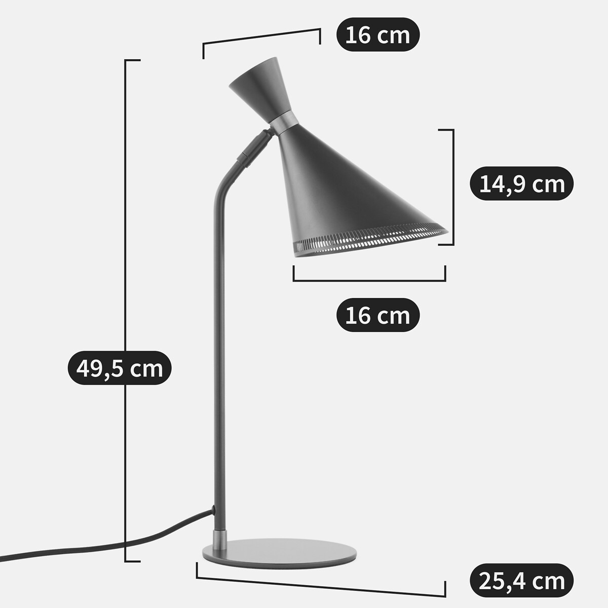 LA REDOUTE INTERIEURS<br>Candeeiro de mesa em metal ferroso, Farria