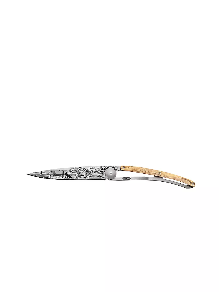 DEEJO Taschenmesser Olivenholz Titan VAN LIFE 37G silber