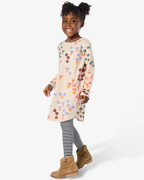 kinderjurk sweatbloem blanc cassé