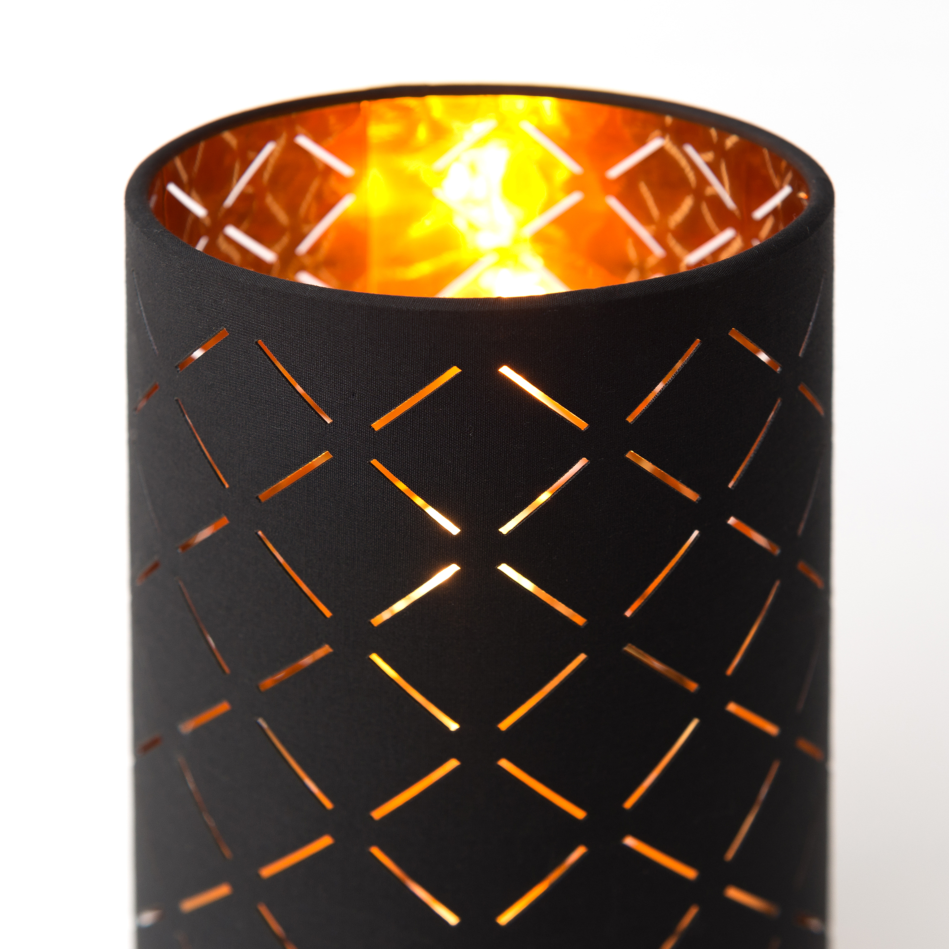 LED-Tischleuchte - schwarz-gold - mit Flammeneffekt