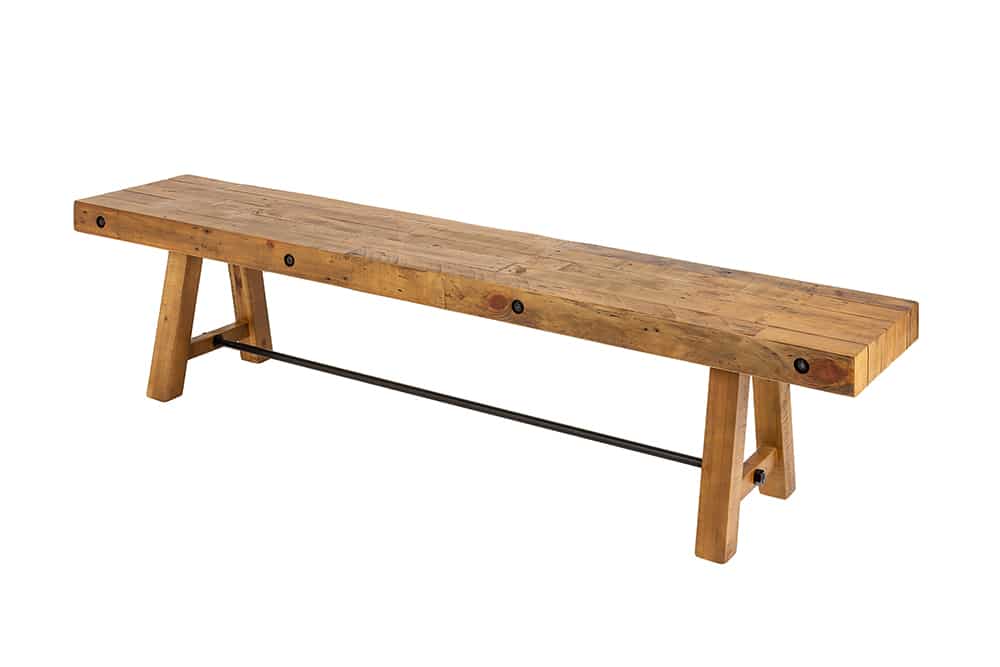 Industrial Sitzbank FINCA 200cm vintage braun recyceltes Pinienholz