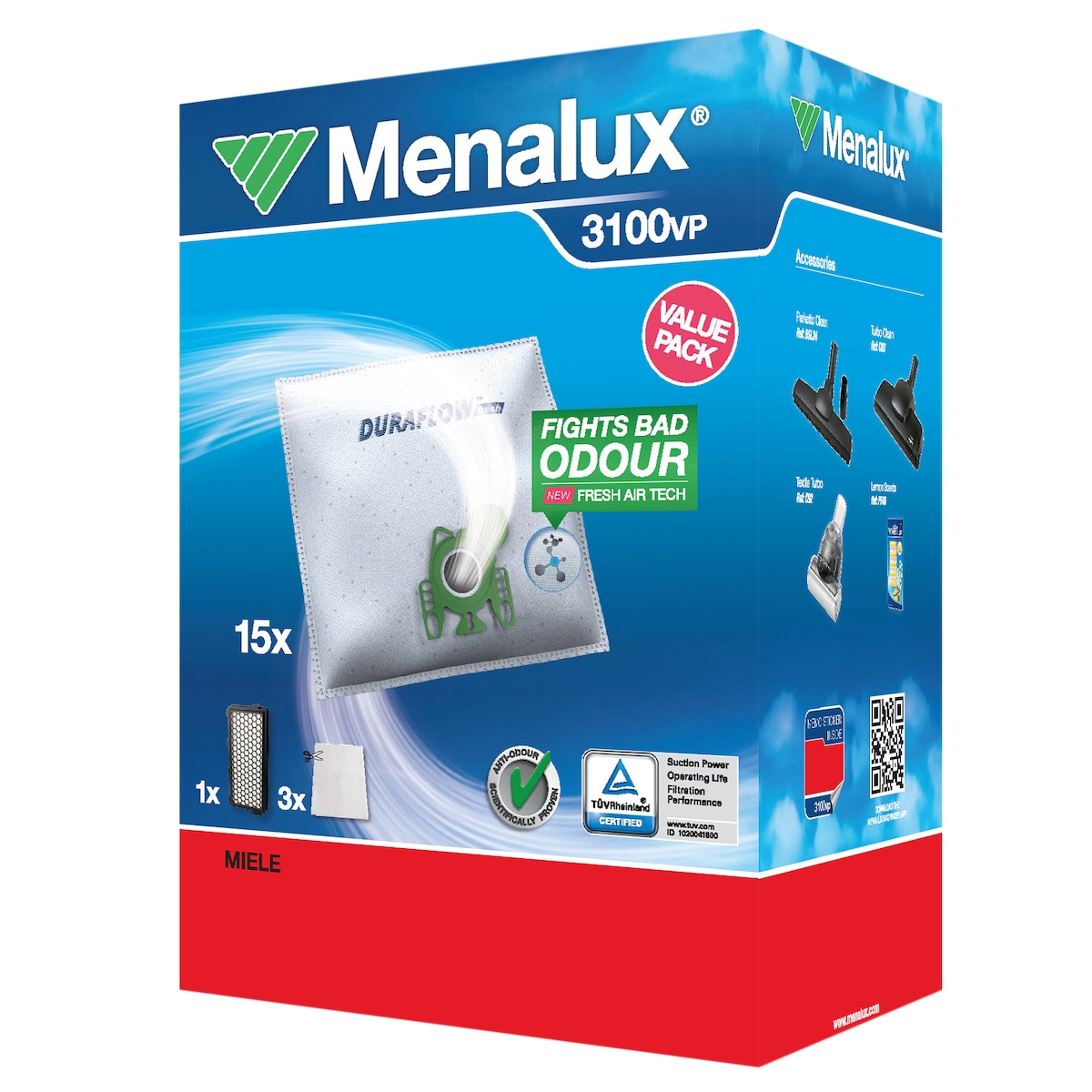 Menalux støvsugerposer 3100 - verdipakke til Miele S4/S6-serien