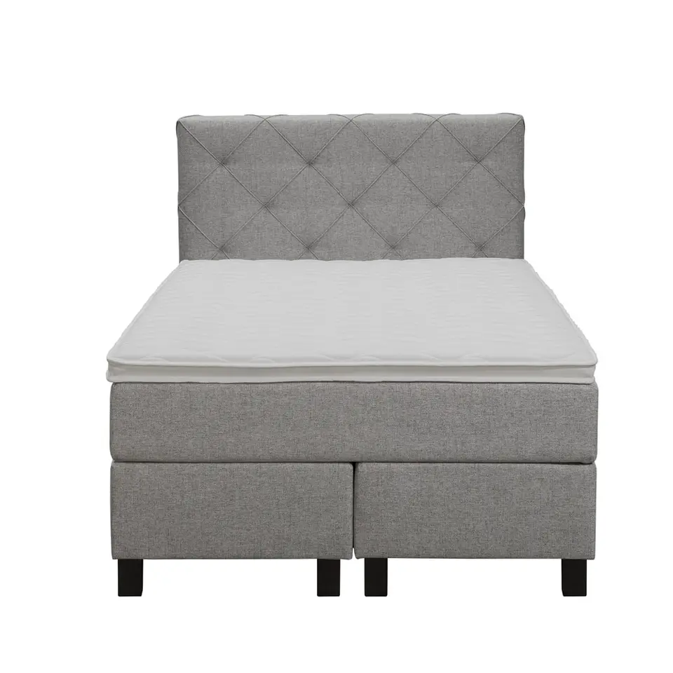 Boxspring Liv geruit - lichtgrijs - 120x200 cm - vierkante poot