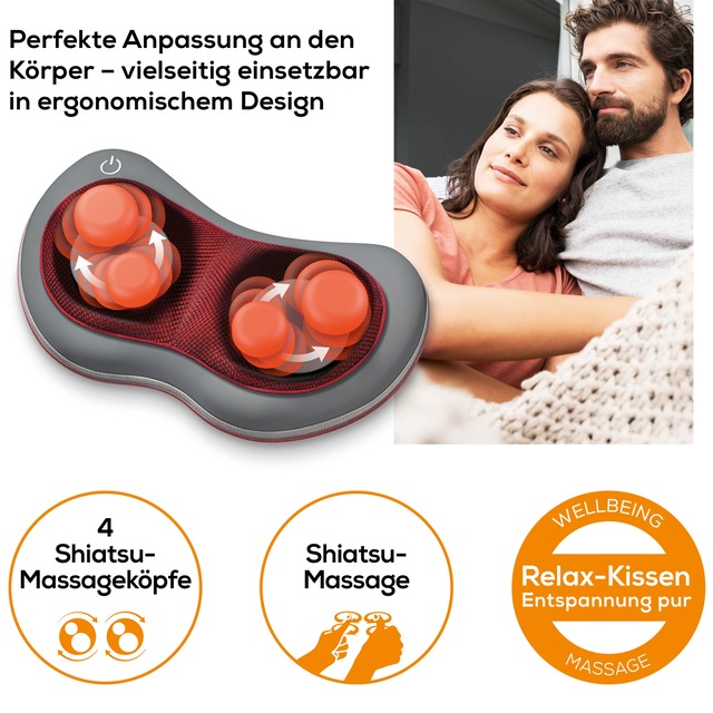 BEURER Shiatsu-Massagekissen »MG 149 für wohltuende Shiatsu-Massagen mit 4 Massageköpfen« Mit Licht- und Wärmefunktion, waschbarer Bezug bei 30°C