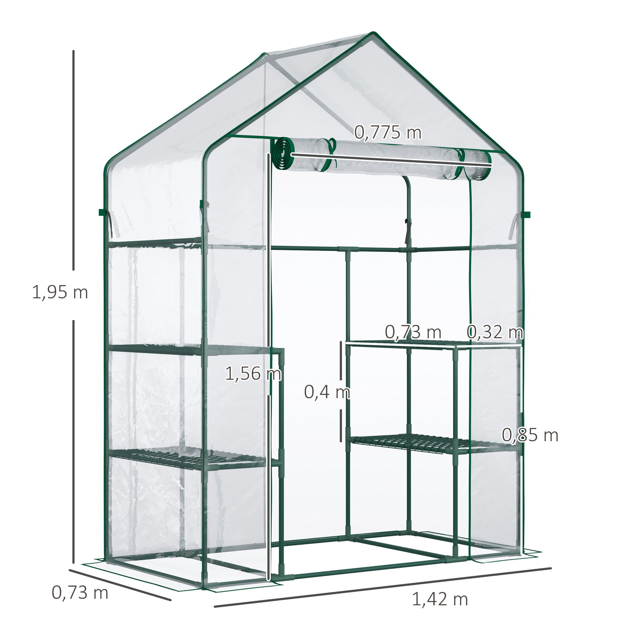 Estufa de jardim Outsunny Green