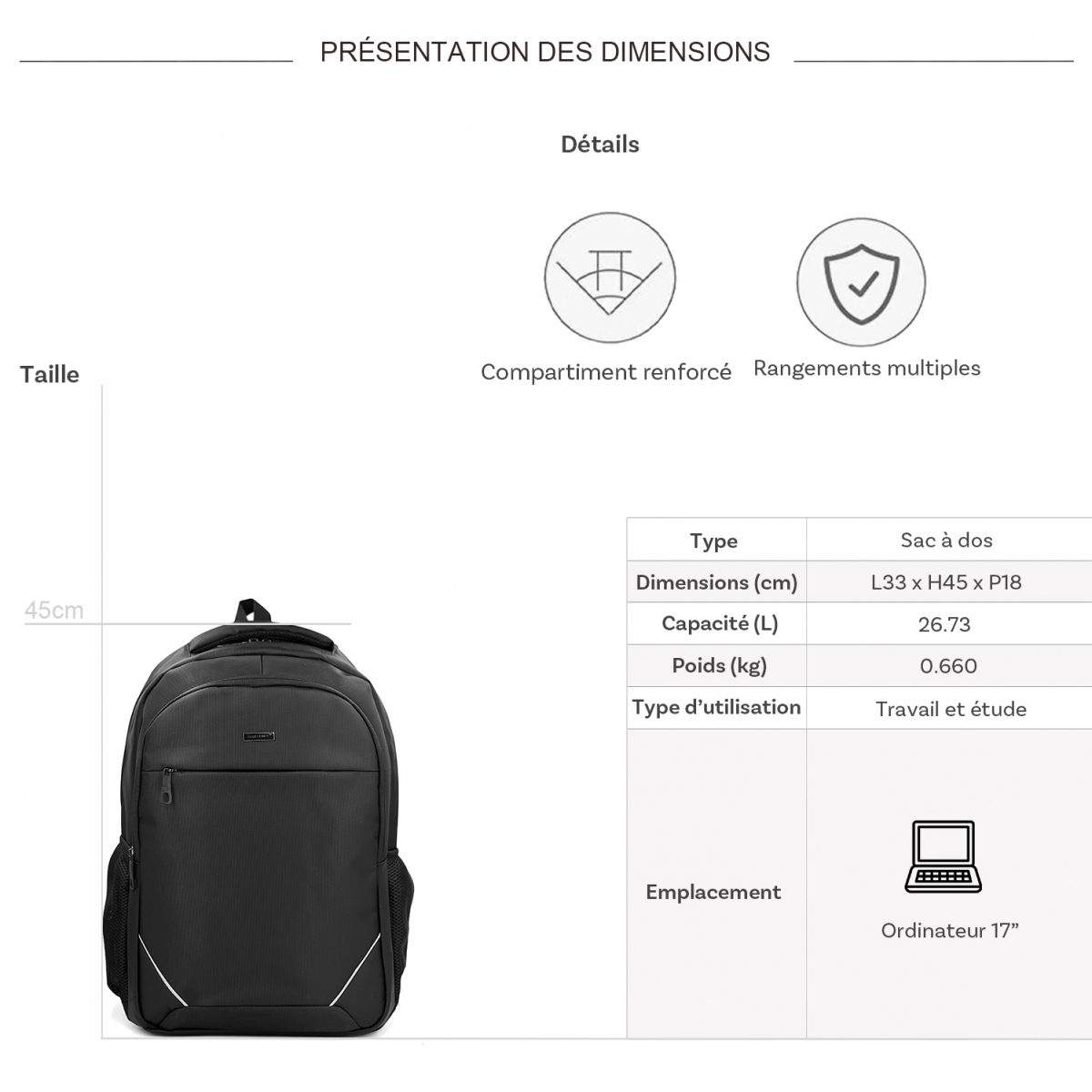 David Jones Sac à dos porte-ordinateur David Jones 17