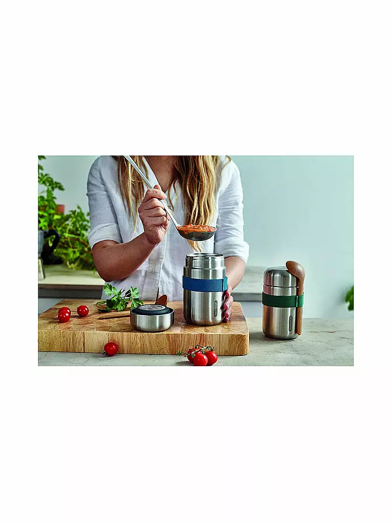 BLACK+BLUM Thermosbehälter - Food Flask 400ml Ozean/Edelstahl blau