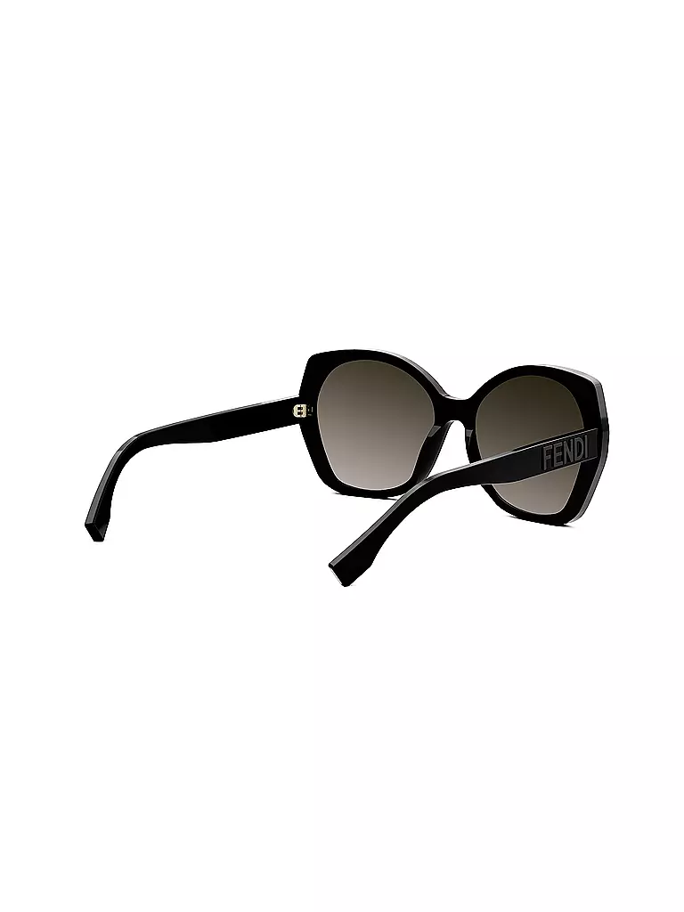 FENDI Lettering schwarze Butterfly Sonnenbrille schwarz