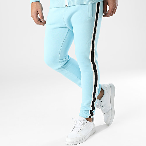 Ensemble De Survetement A Bandes Bleu Clair