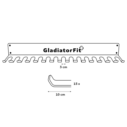 Suporte de parede em aço Gladiatorfit para faixas elásticas e cordas, 90,5 x 14,5 x 9 cm