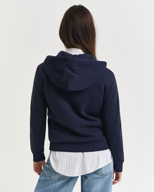 Gant Kapuzensweatjacke »REG TONAL SHIELD ZIP HOODIE«, Markenstickerei, Kapuze, Rippbündchen