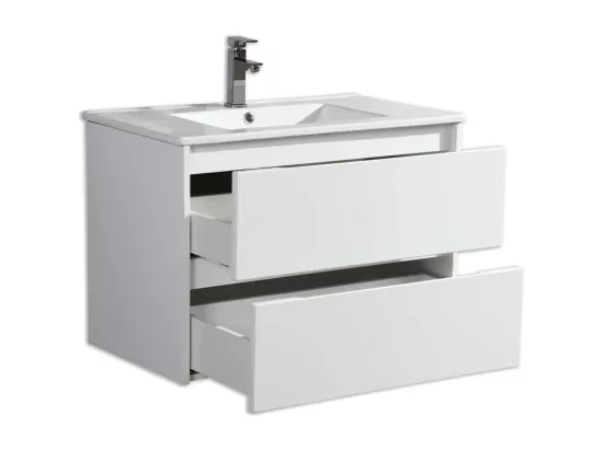 Ensemble meuble de salle de bain 100 cm blanc laqué Aquadoli