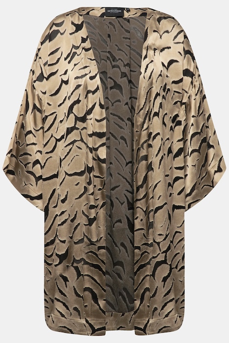 Easy-Going-Jacke, A-Linie, V-Ausschnitt, 3/4-Arm