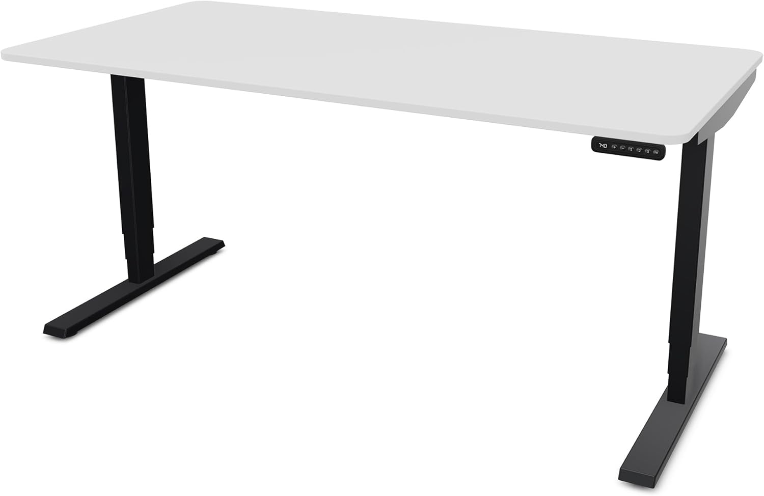 ASSMANN Elektrisch höhenverstellbarer Schreibtisch Y-Line Curved 180x80cm Weiß Schwarz, TÜV-Zertifiziert, Memoryfunktion, 5 Jahre Herstellergarantie einfache Montage für Büro und Homeoffice