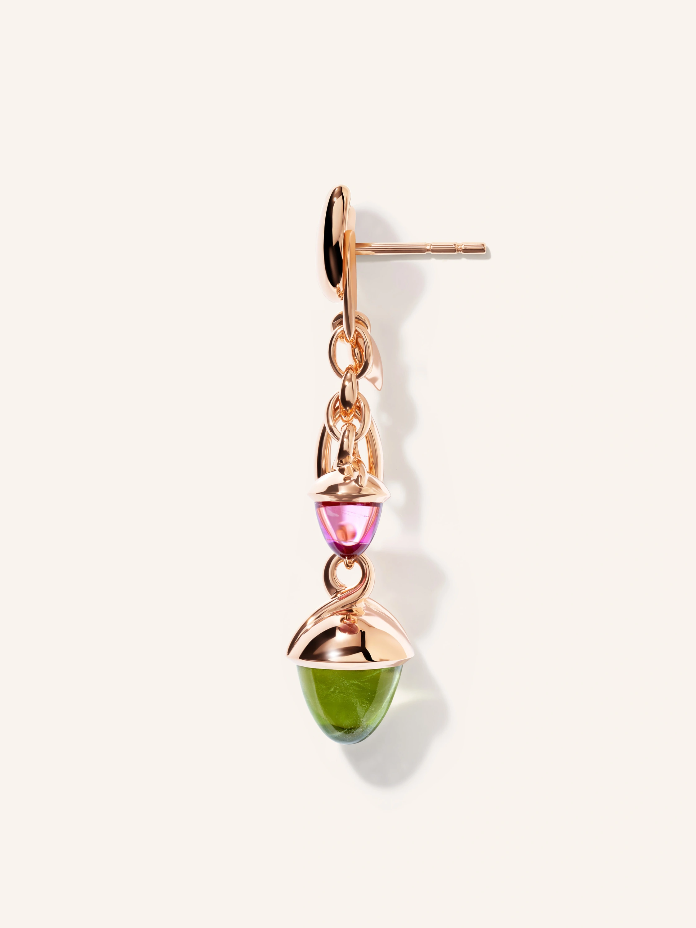 TAMARA COMOLLI Ohrringe OHRRINGE MIKADO DANGLING 2 ACORNS - 'CANDY' 18K Roségold