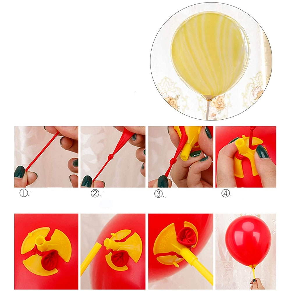 (100er Set) 42cm Luftballon Ständer Ballon Stange Stab Halterung - Assortiert