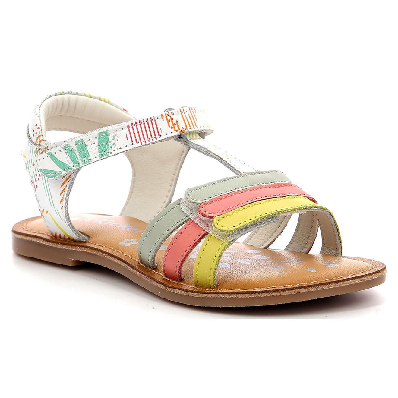 Kickers Sandales en Cuir Diamanto blanc/sunshine