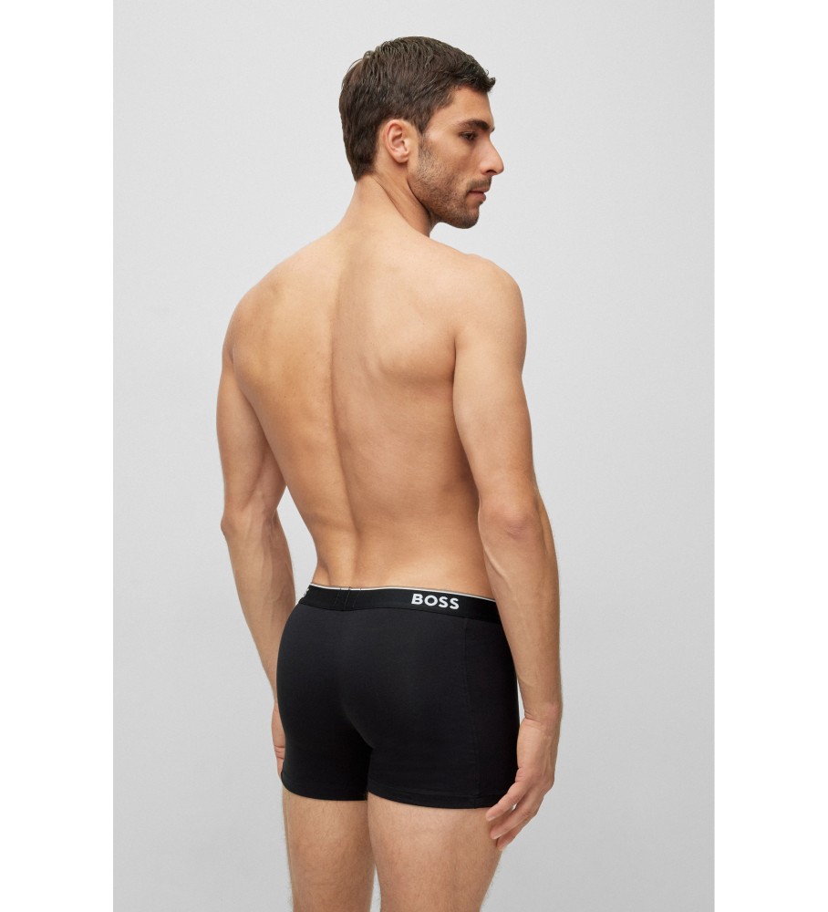 Cuecas Boxer BOSS Pack 3P Power nas cores cinza, branco e preto.