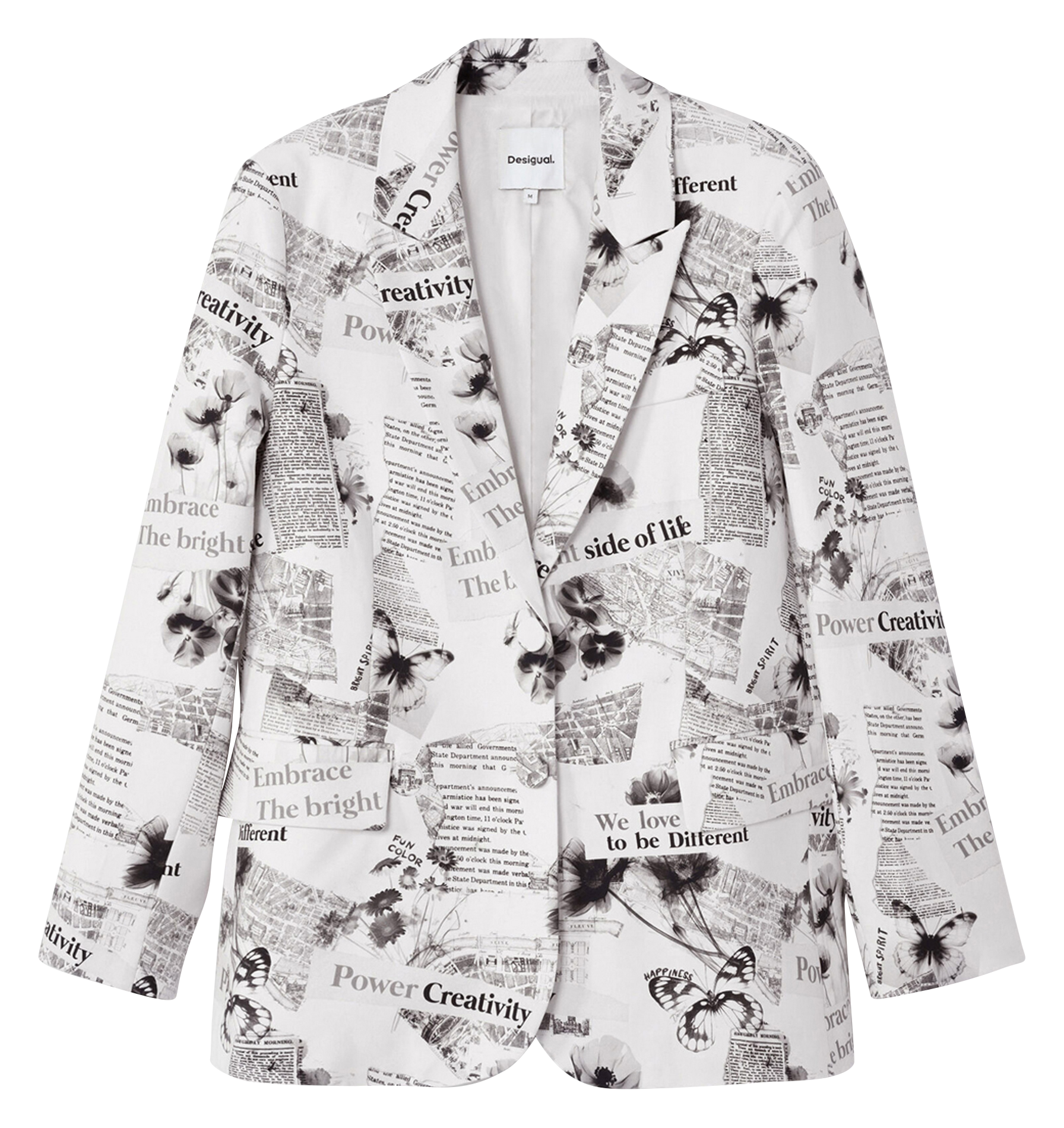 Blazer droit imprimé en coton mélangé | Blanc