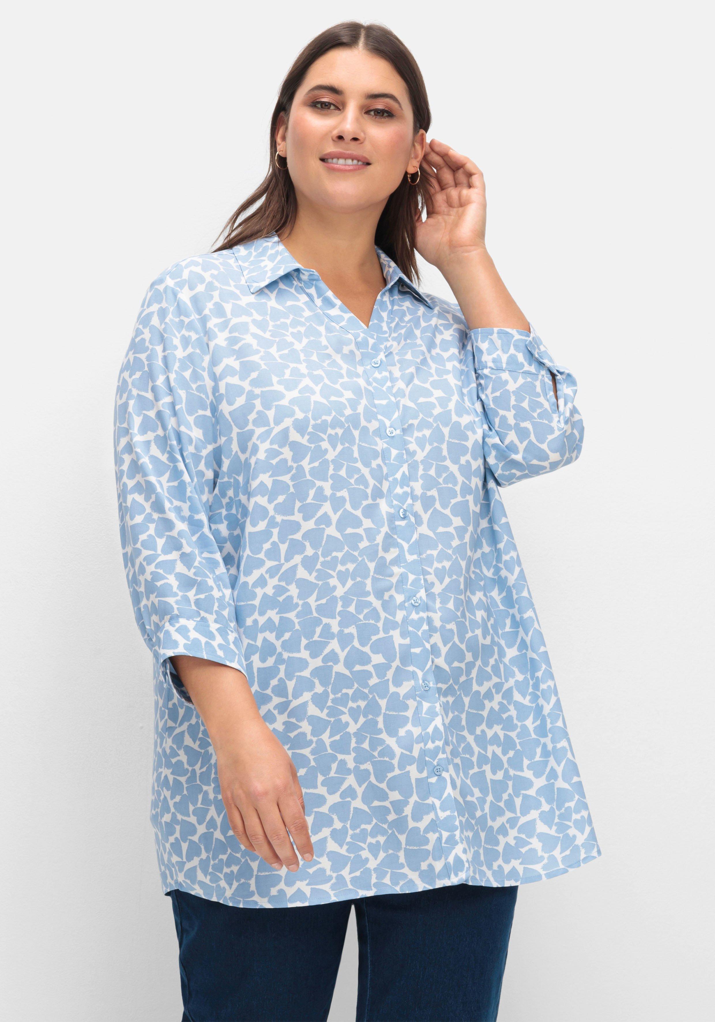 Bluse mit Herz-Alloverprint und 3/4-Ärmeln