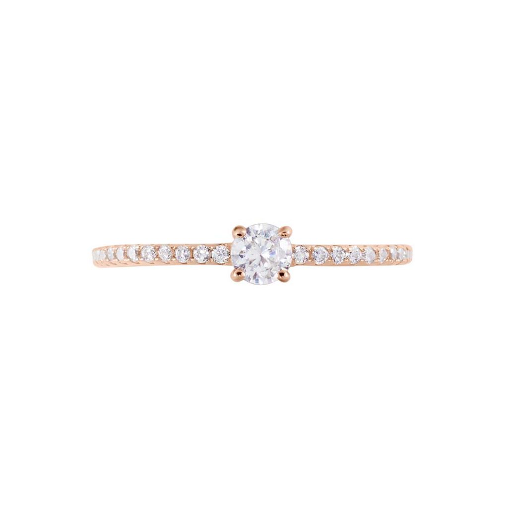 Bague Solitaire Ursi Argent Rose Oxyde De Zirconium