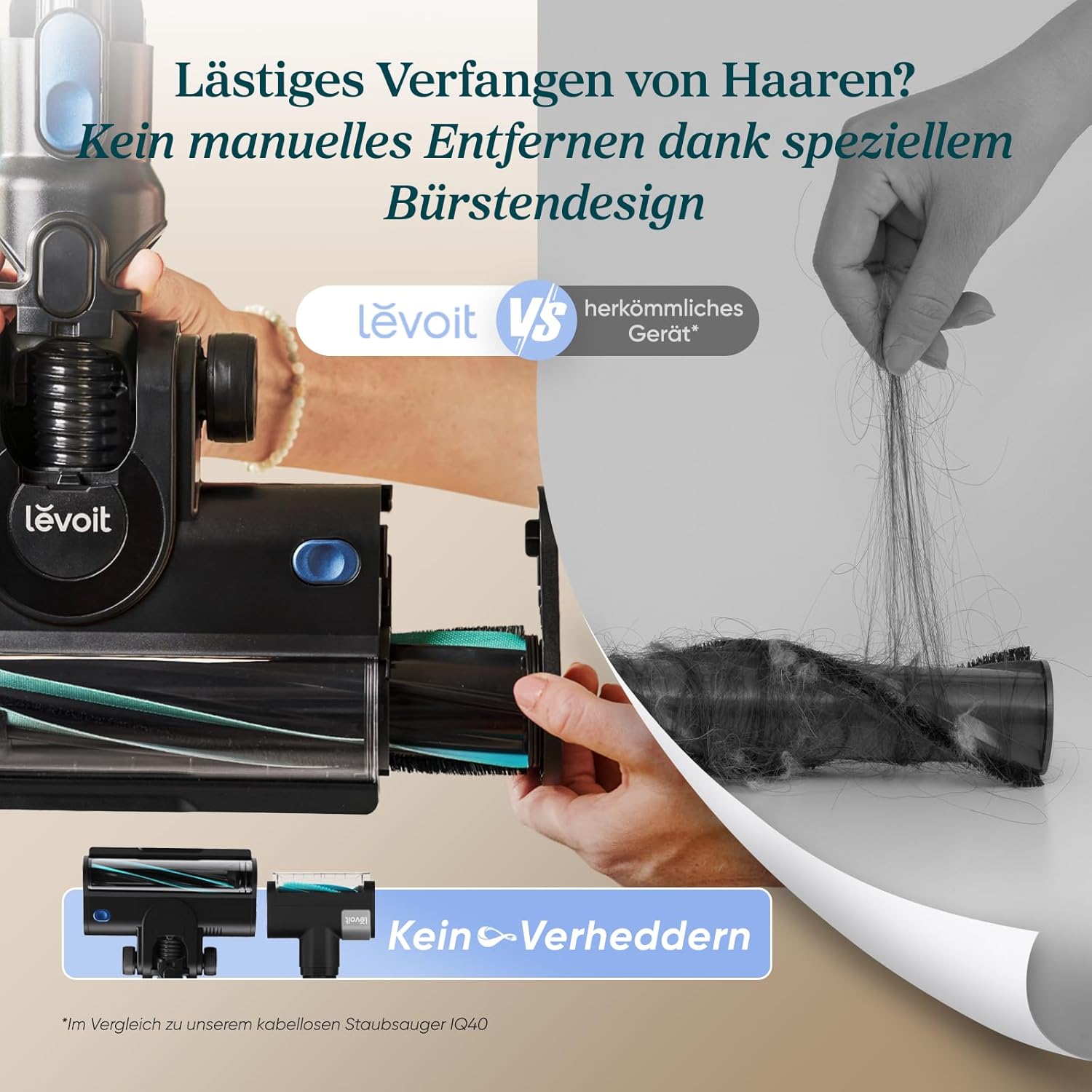 Levoit - Akku Staubsauger - Laufzeit für 150㎡ - Staubsauger Kabellos - 99,9 Prozent Staubfangrate - Mini-Motorbürste - Selbststehend - Anti Tangle - Für Tierhaare/Teppiche/Hartböden/Auto - LVAC-300
