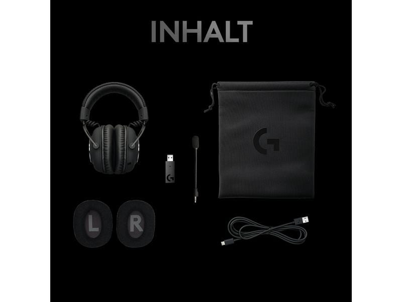 Logitech Headset G Pro X Wireless Lightspeed Gaming Schwarz Kabelloses Over-Ear-Headset mit Surround-Sound