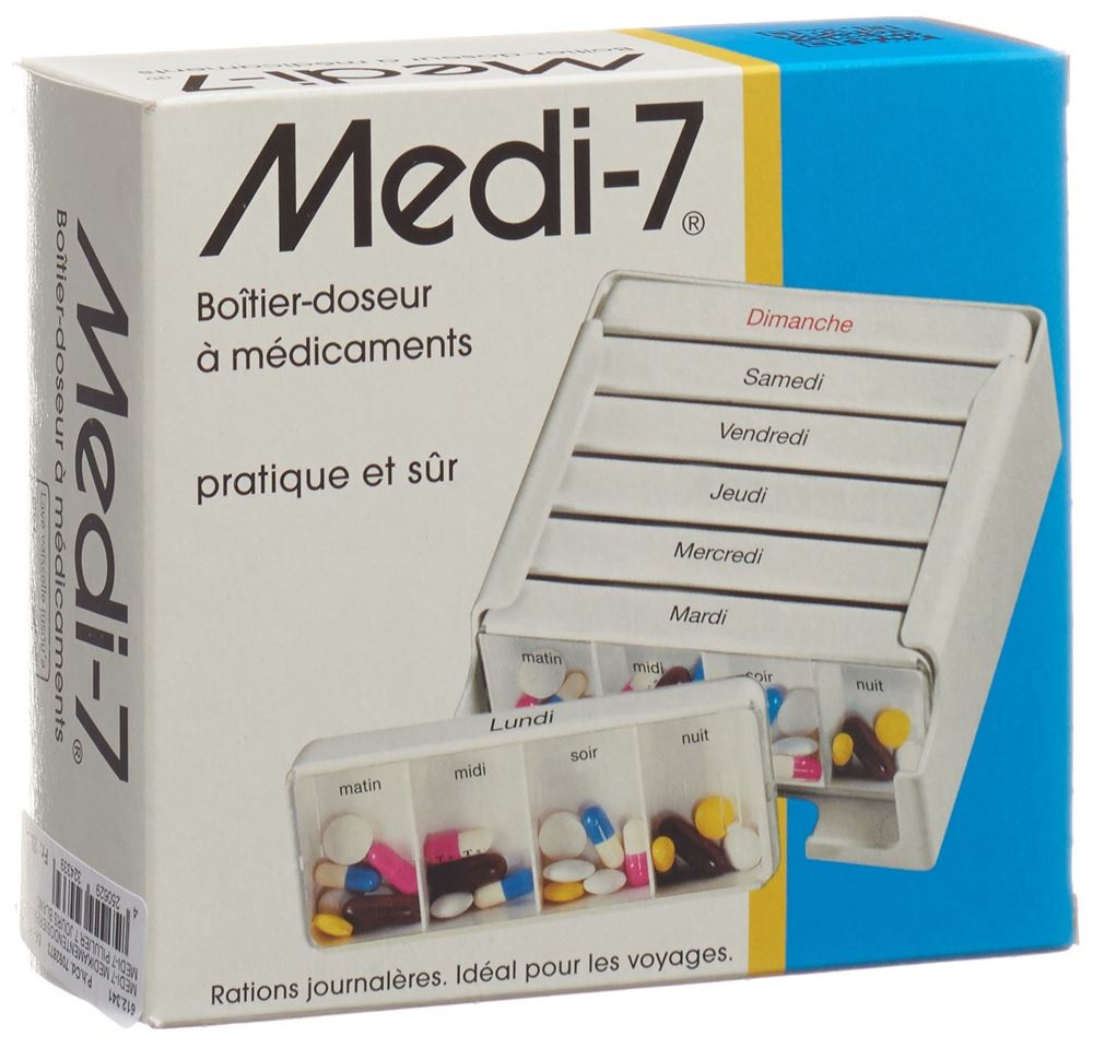 SAHAG Medi-7 Medikamentendosierer 7 Tage 4 Fächer pro Tag weiss französisch 1 Stk