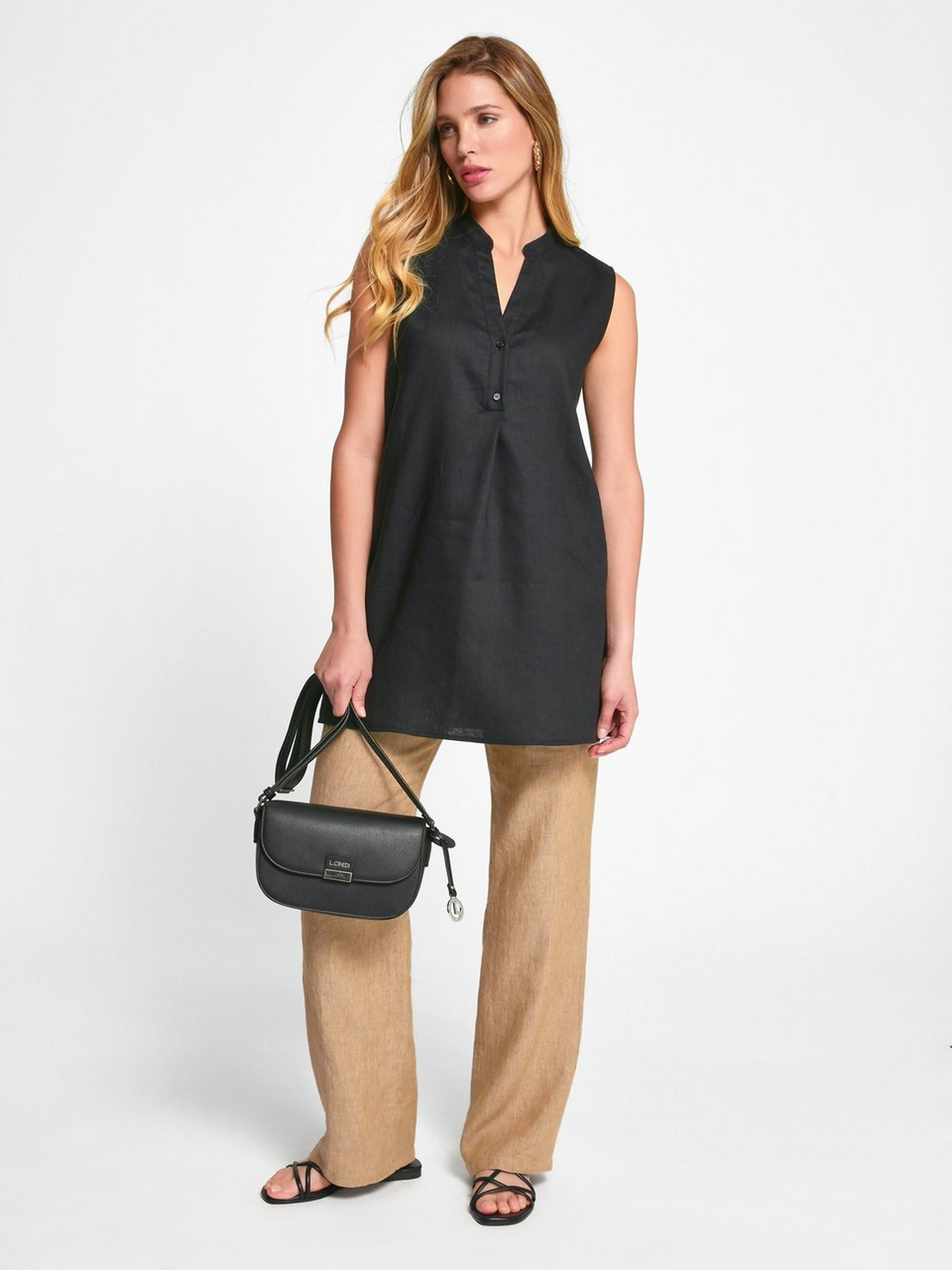 Ärmellose Long-Bluse