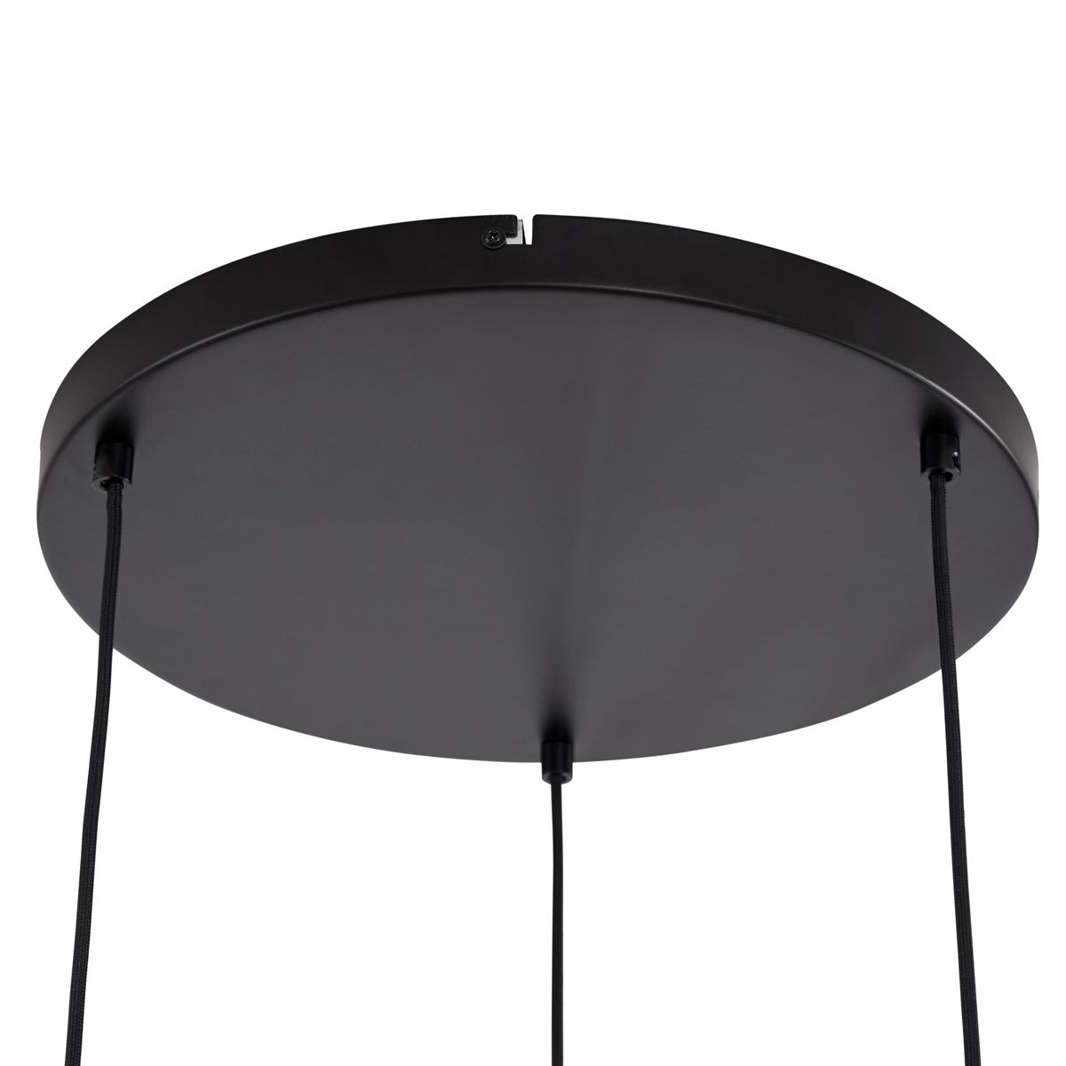 Japandi hanglamp zwart en goud met beige kap 3-lichts - Pluni