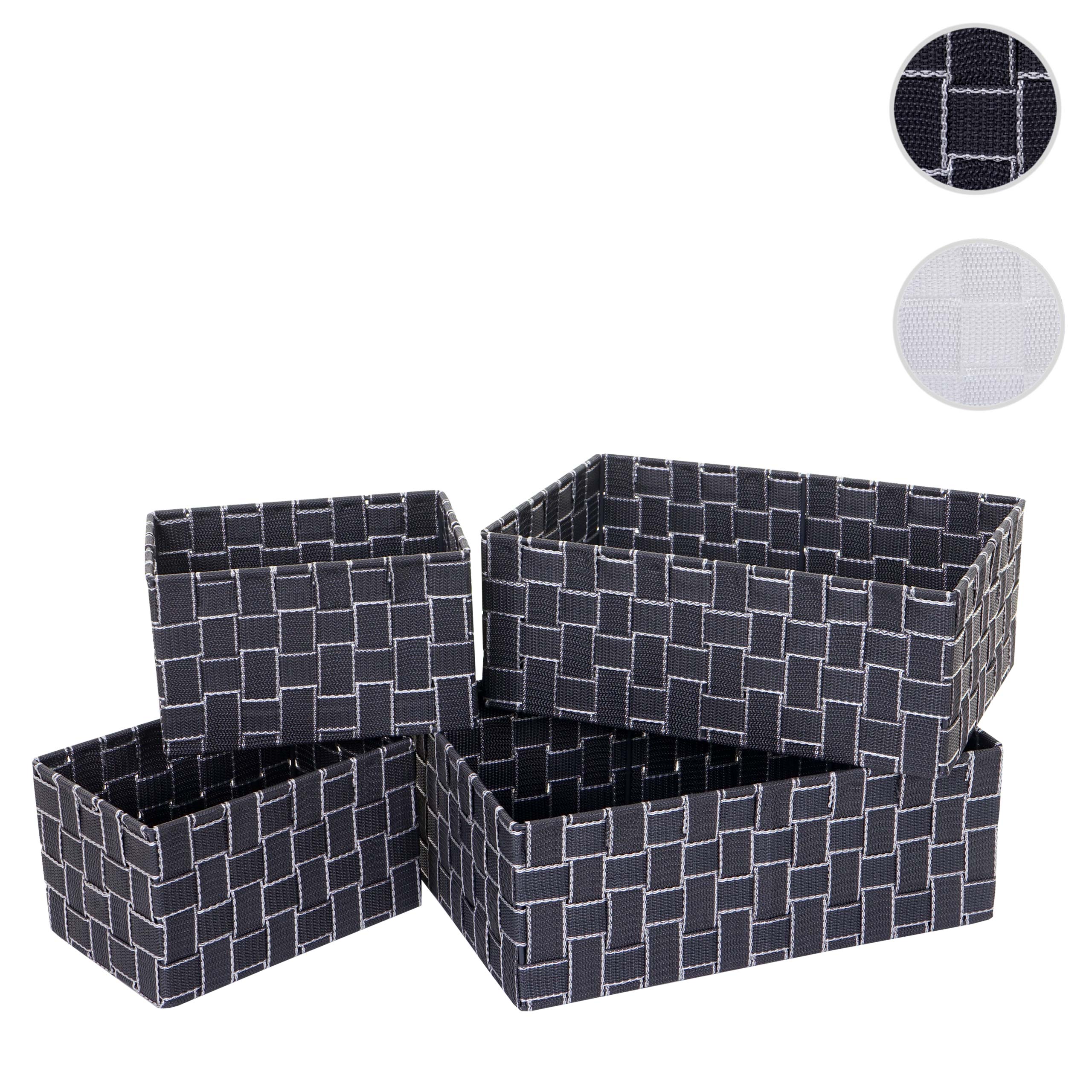 4er Set Aufbewahrungskorb MCW-C37, Dekokorb Korb Körbchen Aufbewahrung Regalkorb Deko ~ dunkelgrau