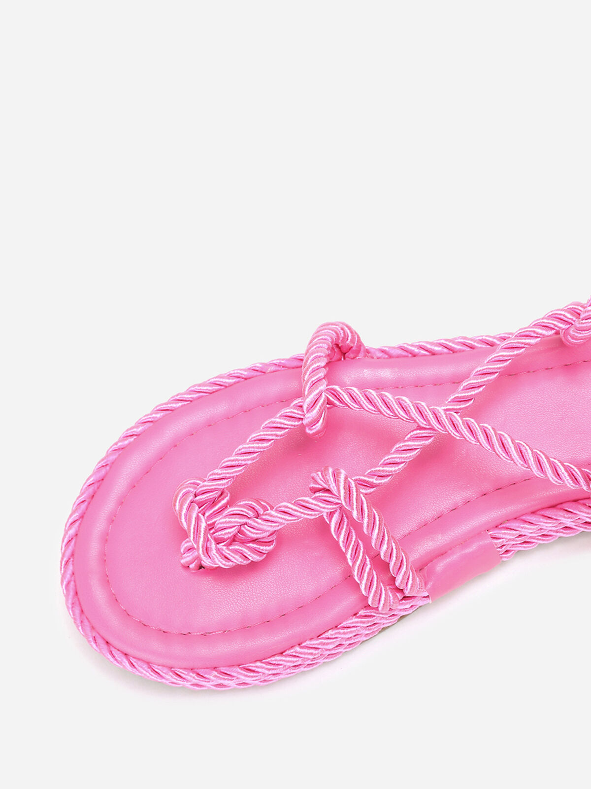 Nu-pieds en corde tressée à fine plateforme- Fuchsia