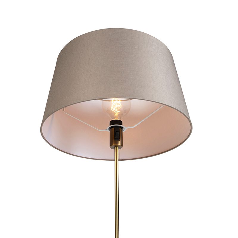 Vloerlamp brons met linnen kap taupe 45 cm verstelbaar - Parte