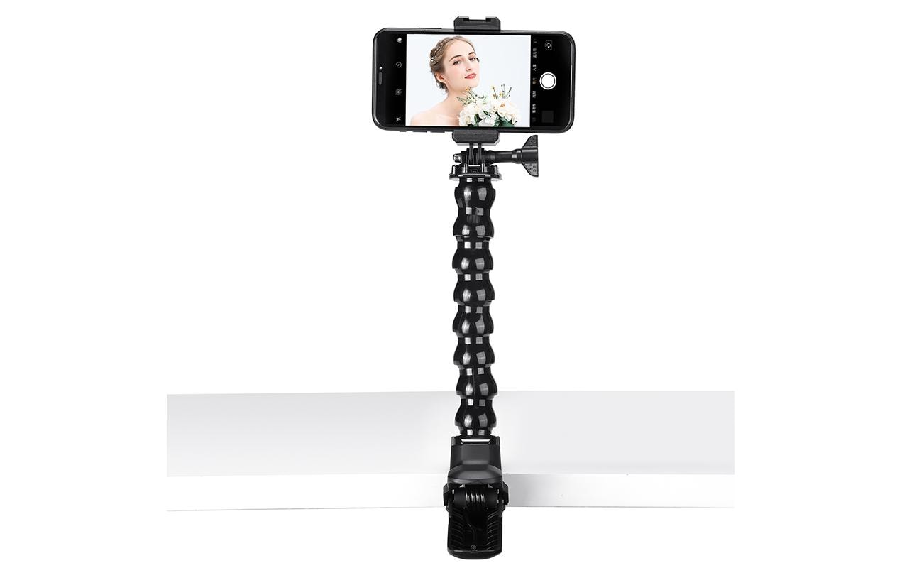 Smartphone-Stativ MP-4Handyhalterung mit Superklemme und verstellbarem Schwanenhals