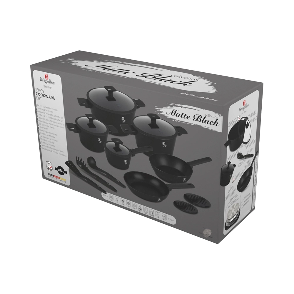 Berlinger Haus 15-teiliges Kochgeschirr-Set Matte Black Collection
