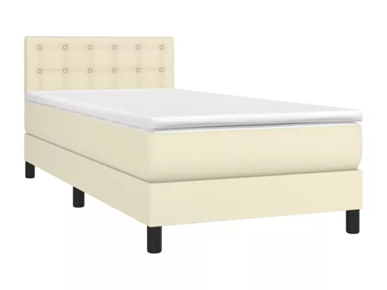 Sommier tapissier et matelas et LED Crème 100x200 cm Similicuir