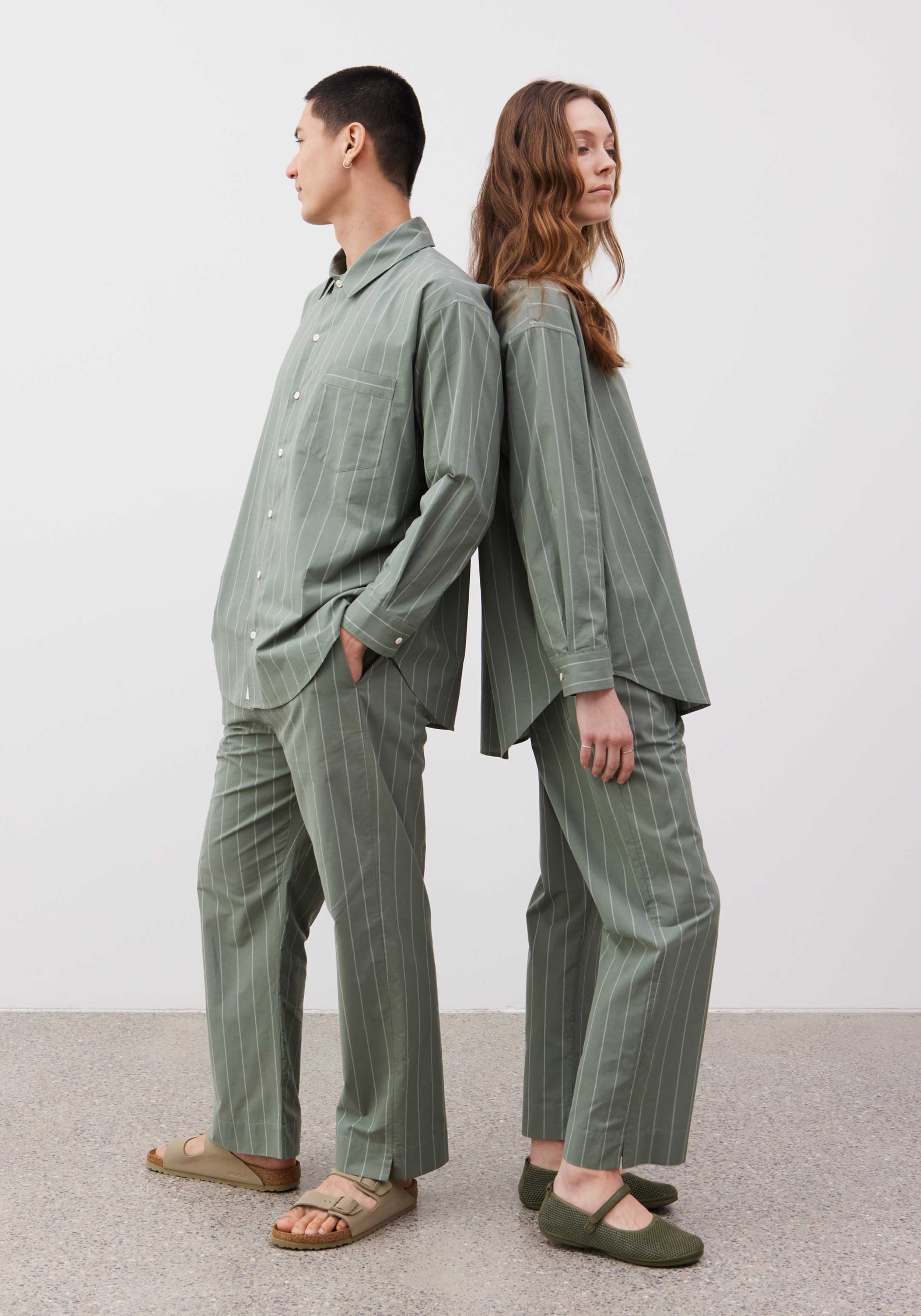 Lavie Stoffhose Yoko Striped Fichtengrün/Undyed
