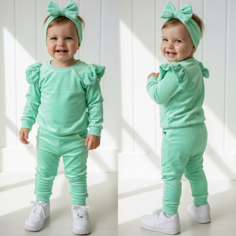 Baby lovely bow set - mint