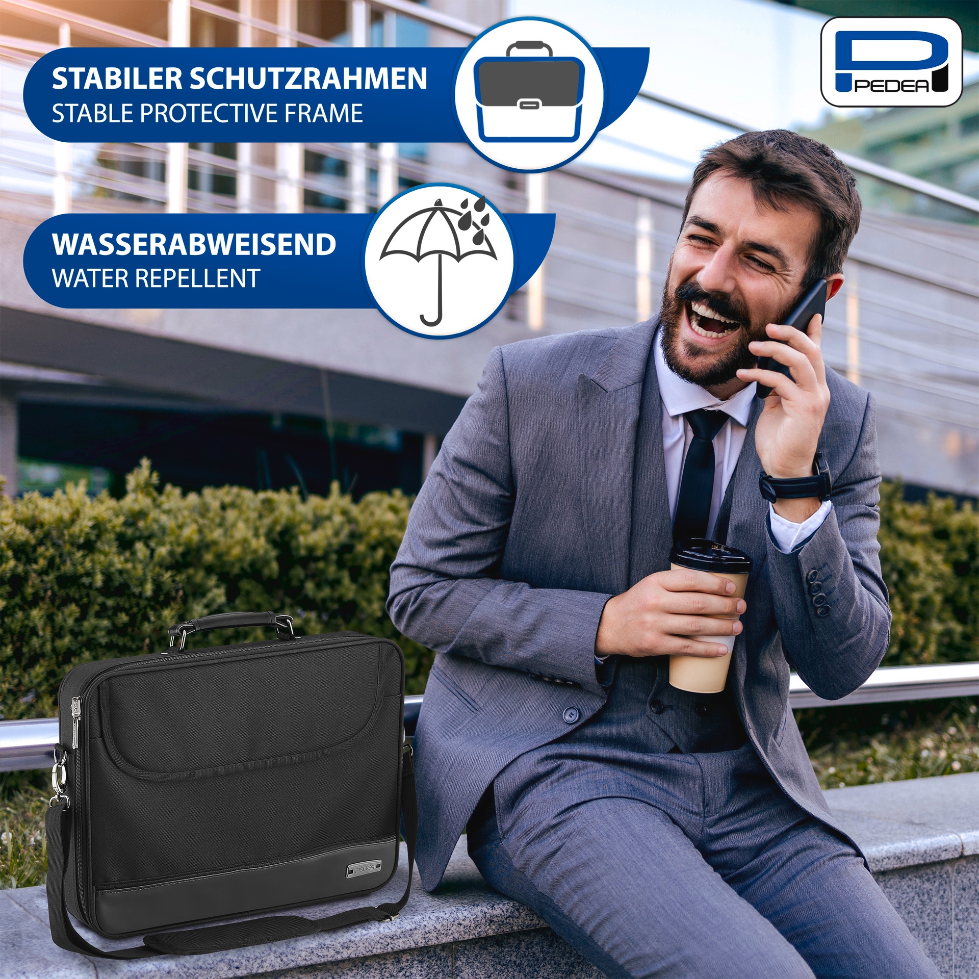 PEDEA Laptoptasche »Notebooktasche BLACKLINE 15,6 (39,6cm)« Umhängetasche mit Schultergurt